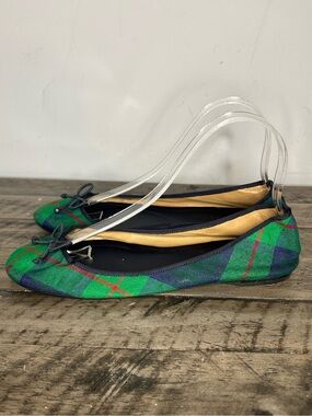Talbots Plaid Ballet Flats with Bow